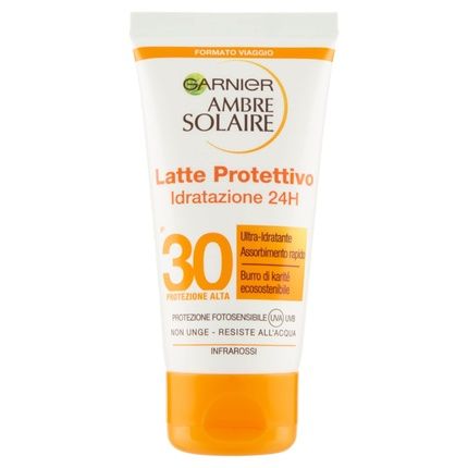 Garnier Ambre Solaire Protection Milk Spf 50+ High Protection 24H Hydration Travel Size 50Ml Classic Milk Spf 30