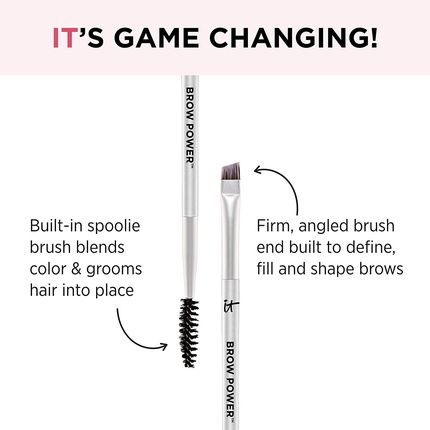 It Cosmetics Heavenly Luxe Brow Power Universal Brow-Transformer Brush #21 - Angled Brush + Spoolie Brush - For Natural-Looking, Polished Brows - Image 3