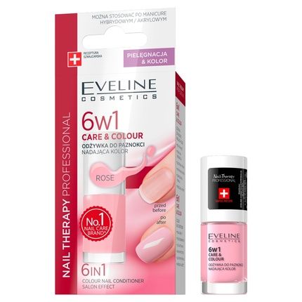 Eveline Nail Therapy Care & Colour 6 In 1 Nail Polish Treatment In Rose - 5Ml