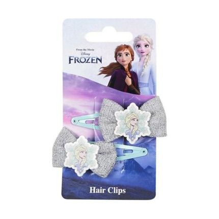 Frozen Silver Blue Bow Hair Clips - Image 3