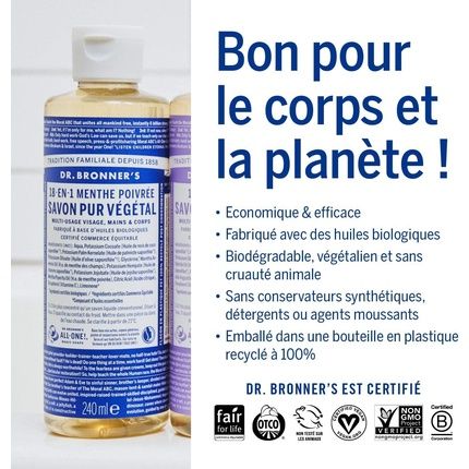 Dr Bronner'S Peppermint Castile Liquid Soap 473Ml