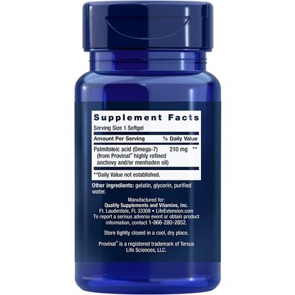Life Extension Provinal Purified Omega-7 30 Softgels