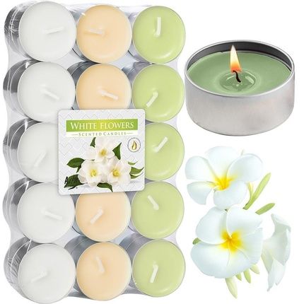 Scented Tealights 30 Set White Flower Scented Candles Tealights