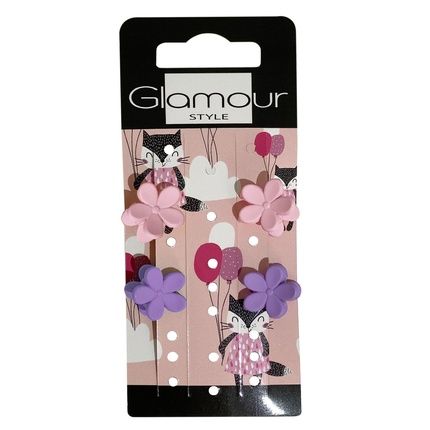 Glamour Kids Hair Clips Flowers - 4 Pieces