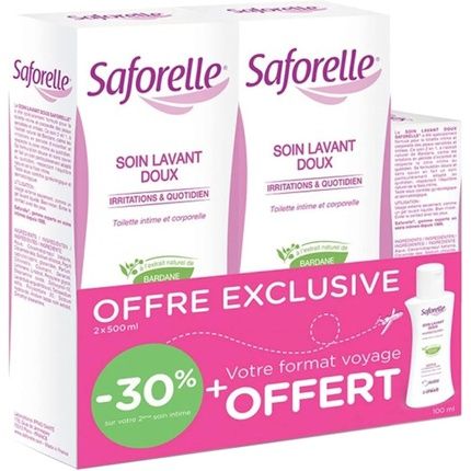 Saforelle Gentle Cleansing Care 2 X 500Ml + 1 X 100Ml