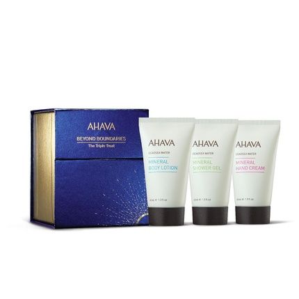 مجموعة هدايا Ahava The Triple Treat - تتضمن لوشن الجسم المعدني وكريم اليد المعدني
