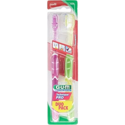 Gum Technique Pro Duo Pack 2 فرشاة أسنان ناعمة - أرجواني وأخضر