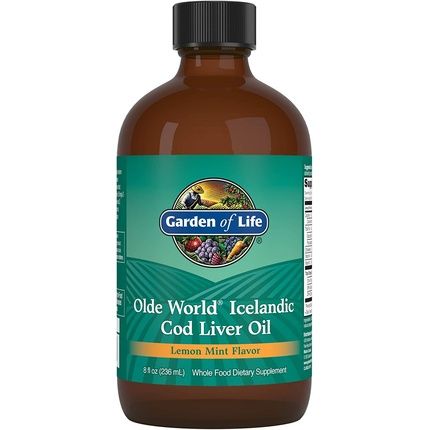 Garden Of Life Olde World Icelandic Cod Liver Oil Liquid Lemon Mint Flavor 1000Mg Omega 3 Fish Oil 47 Servings 8 Fl Oz