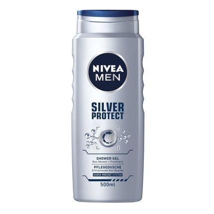 Nivea Men Silver Protect Shower Gel For Face, Body, And Hair 500Ml