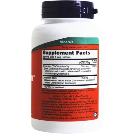 Now Foods Tri-Chromium 500Mcg Vegetarian Capsules 180 Count