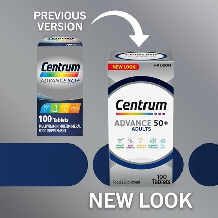 Centrum Advance 50+ Multivitamin Tablets For Men And Women With 24 Essential Nutrients 100 Count
