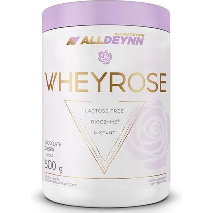 Alldeynn Wheyrose مكمل غذائي للنساء مسحوق بروتين مصل الحليب خالي من اللاكتوز 500 جرام زبدة الفول السوداني المملحة مع البسكويت
