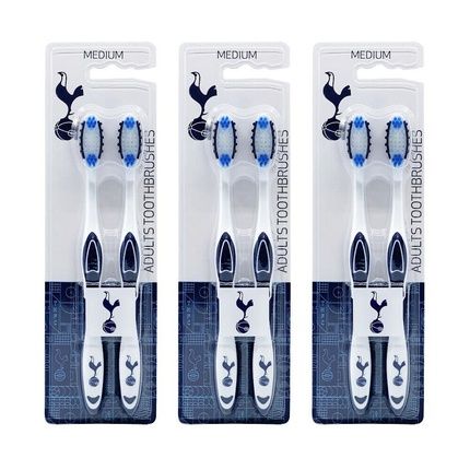 Tottenham Football Club Adults Medium Toothbrush Dental Teeth Oral Care - Pack Of 6