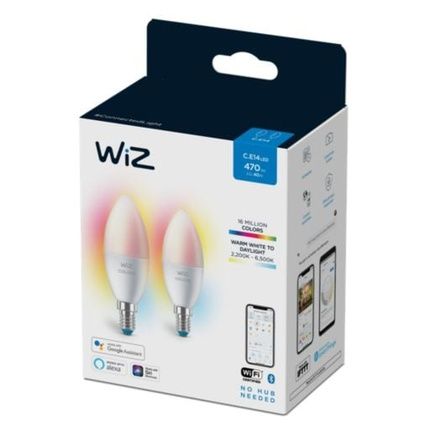 Wiz Candle C37 E14 2Pack Color