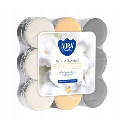 Bispol Aura Scented Tea Lights White Flowers 18 Pieces