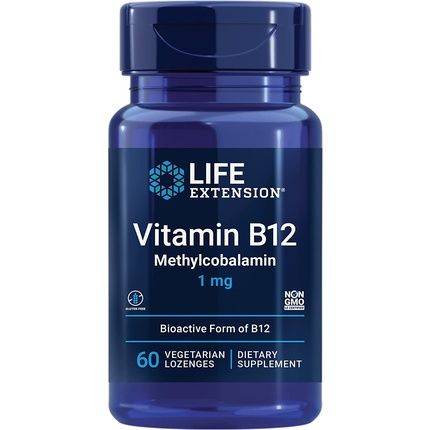 Life Extension Vitamin B12 Methylcobalamin 1Mg Brain Health & Cognition Vegetarian Lozenges 60 Count