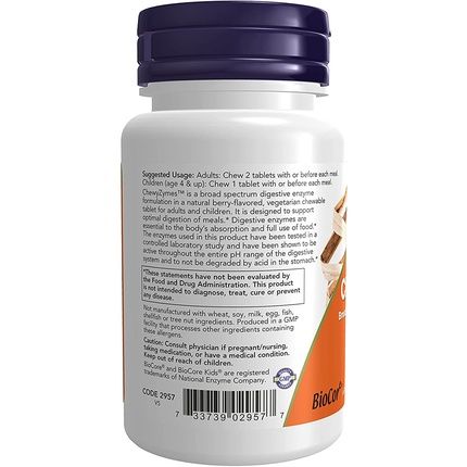 Now Chewyzymes Broad Spectrum Chewable Enzymes Berry Flavor 90 Chewables - Image 3