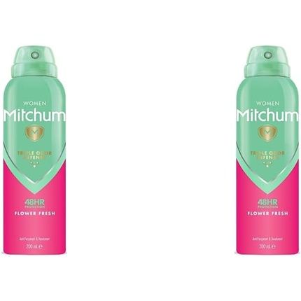 Mitchum Women Triple Odor Defense 48Hr Protection Aerosol Deodorant & Anti-Perspirant Flower Fresh 200Ml - Pack Of 2