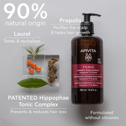 Apivita Tonic Shampoo For Women Thinning Hair 500Ml - Natural Hair Loss Shampoo - Image 3