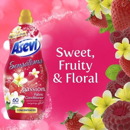 Asevi Sensations Laundry Conditioner Concentrated Liquid Fabric Softener Passion 1320Ml 60 Washes 138L - Image 3