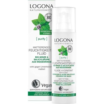 Logona Purify Mattifying Moisturizing Fluid With Organic Mint And Salicylic Acid From Willow Bark