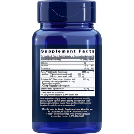 Super Omega-3 Epa/Dha Sesame Lignans & Olive Extract Enteric Coated Softgels For Heart And Brain Health 60 Count