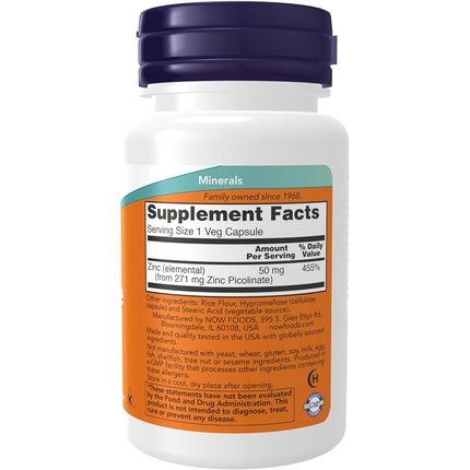 Now Foods Zinc Picolinate 50Mg Supplement - Supports Enzyme Functions And Immune Health