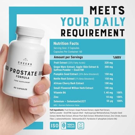 Cheers Prostate Formula 60 Capsules For Urinary & Prostate Support