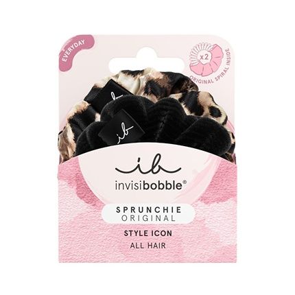 Invisibobble Black & Leo Scrunchie The Iconic Beauties Hair Bobbles Strong Hold For Girls & Women Velvet Black Leopard Print Designed In The Heart Of Munich Black/Leo 2023