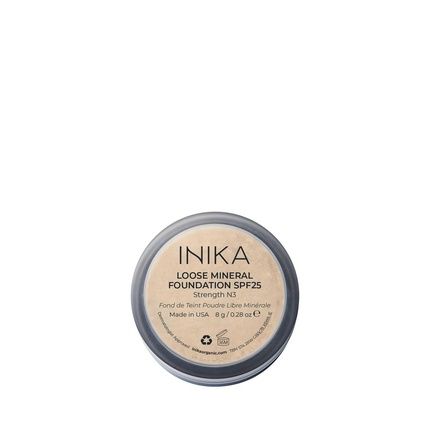 Inika Organic Mineral Powder Foundation With Spf 25 Vegan Makeup Buildable Coverage Flawless Radiance Glow Blemish Coverage Cruelty Free Sustainable Packaging Strength 8G 0.28 Ounce