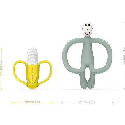 Matchstick Monkey Antimicrobial Teething Gift Set 1 Banana Shaped Soother And 1 Animal Teether 3 Months Old+ Banana & Monkey - Image 3