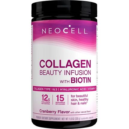 Neocell Beauty Infusion Collagen Supplement Drink Mix Powder 6000Mg Cranberry Flavor 11.64 Ounces