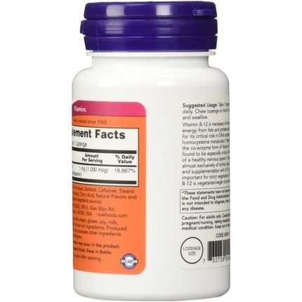 Now Methyl B-12 Methylcobalamin 1000Mcg Nervous System Health Lozenges - Image 3