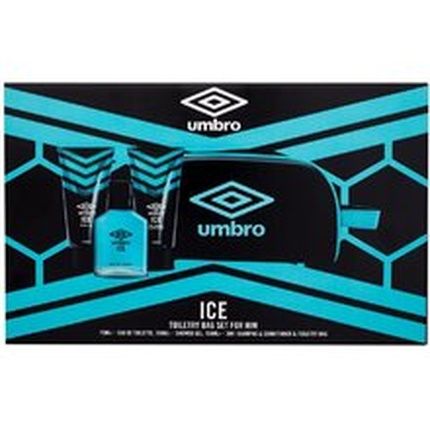 Umbro Ice Gift Set - Eau De Toilette 75 Ml, Shower Gel 150 Ml, 2-In-1 Shampoo And Conditioner 150 Ml, And Cosmetic Bag