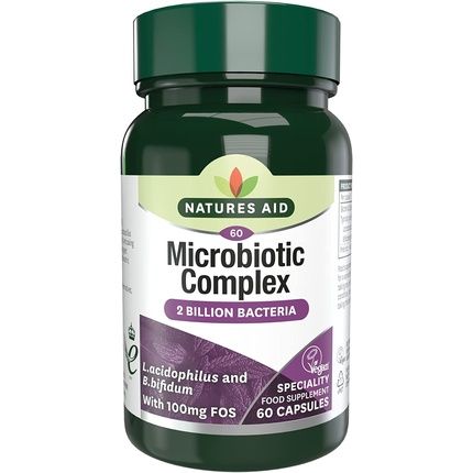 Natures Aid Microbiotic Complex With L. Acidophilus And Bifidus And Fos Vegan 60 Capsules