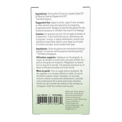 Now Foods Essential Oils Peppermint Roll-On Certified Organic Energizing - Image 3
