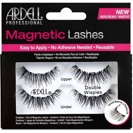 Ardell Magnetic Series Double Wispies Magnetic Eyelashes With Reusable Magnetic Band And Applicator
