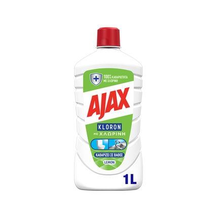 Ajax Kloron Household Disinfectant Cleaner With Bleach Lemon Scent 1 Liter