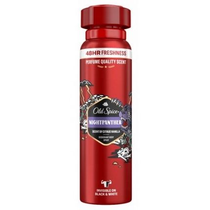 Old Spice Night Panther Deodorant Body Spray For Men 48H Freshness 0% Aluminum Salts No White Residue And Yellow Stains 150Ml
