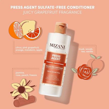 Mizani Press Agent Sulfate-Free Conditioner Detangles Hair For Heat Styling Blowout And Silk Press Seals Hair From Humidity Thermal Smoothing For Dry Frizzy Hair With Argan Oil 33.8 Fl Oz