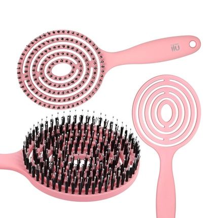 T4B Ilu Lollipop Candy Pink Professional Round Detangling Light Weight Hairbrush For Wet And Dry Hair Designed For Professional Hairdressers Colourful Brush - Image 3