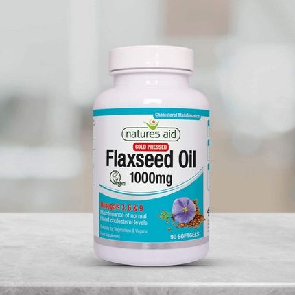 Natures Aid Flaxseed Oil 1000Mg Cold Pressed Omega 3 6 9 90 Capsules