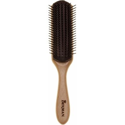Denman Curly Hair Brush D3 Wood 7 Row Styling Brush For Detangling Separating Shaping And Defining Curls - For Women And Men