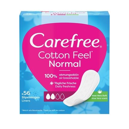 Carefree Cotton Feel Hygiene Pads Aloe Vera Scent Normal 56 Pieces