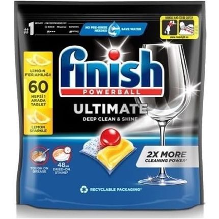 Finish Powerball Ultimate Quantum Lemon Dishwasher Detergent 60 Count
