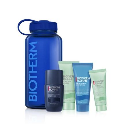 Biotherm Power Drop Set Roll On Deodorant 75Ml Cleanser 40Ml Shower Gel 40Ml Advanced Gel 20Ml Water Bottle