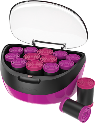 Remington Jumbo Curlers H5670 With Ceramic Ion Technology And Wax Core - 2 Sizes Black/Pink