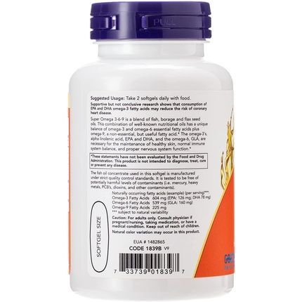 Now Foods Super Omega 3-6-9 1200Mg Softgels - 90 Count
