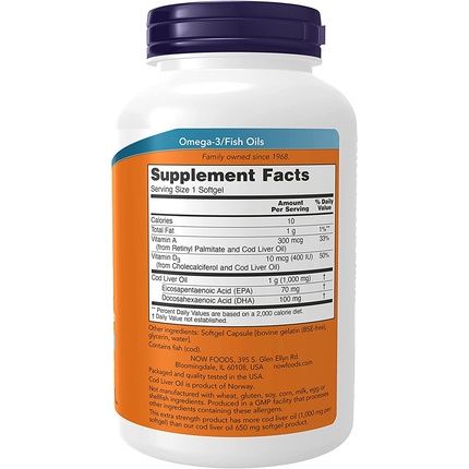 Now Foods Nf Cod Liver Oil, 1000Mg, 180Caps
