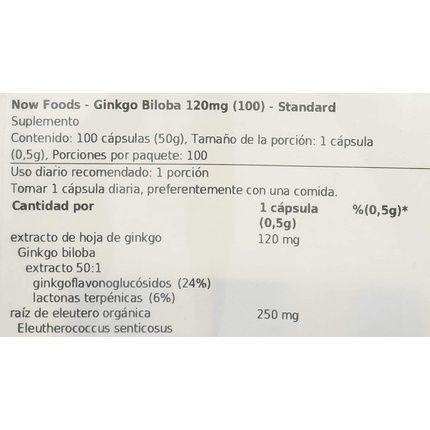 Now Foods Ginkgo Biloba Double Strength Capsules 120Mg - Image 3